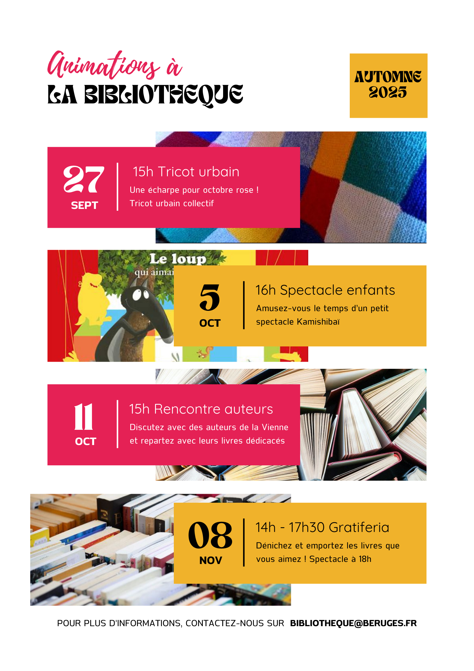 Bibliothèque : Animations Automne 2025 Bibliothèque : Animations Automne 2025